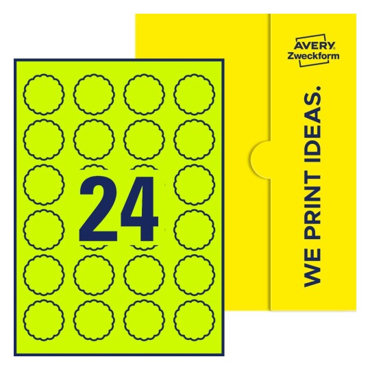 24 st. etiketter per ark. - Blomformade etiketter, 40 x 40 mm