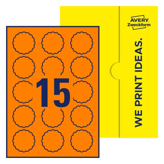 15 st. etiketter per ark. - Blomformade etiketter, 50 x 50 mm
