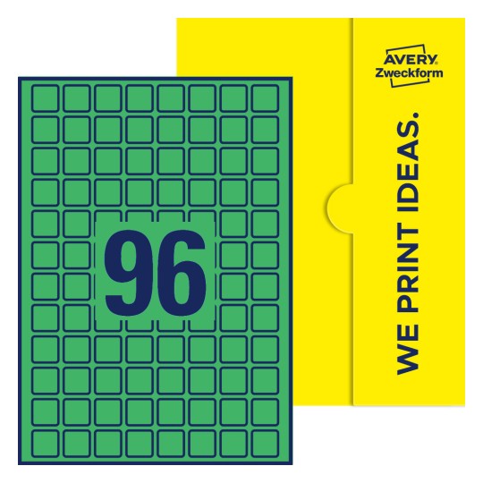 96 st. etiketter per ark. - Kvadratiska etiketter, 20 x 20 mm
