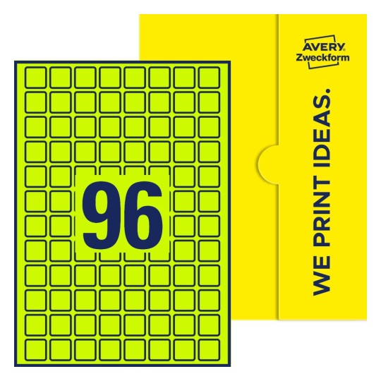 96 st. etiketter per ark. - Kvadratiska etiketter, 20 x 20 mm