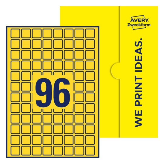 96 st. etiketter per ark. - Kvadratiska etiketter, 20 x 20 mm