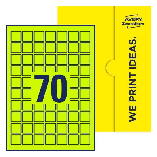 70 st. etiketter per ark. - Kvadratiska etiketter, 25 x 25 mm