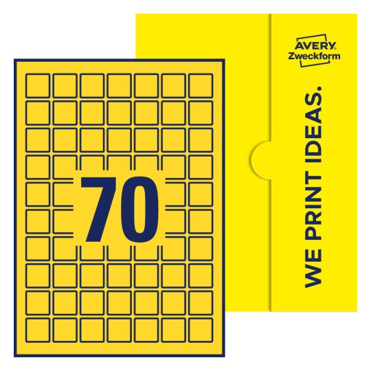 70 st. etiketter per ark. - Kvadratiska etiketter, 25 x 25 mm