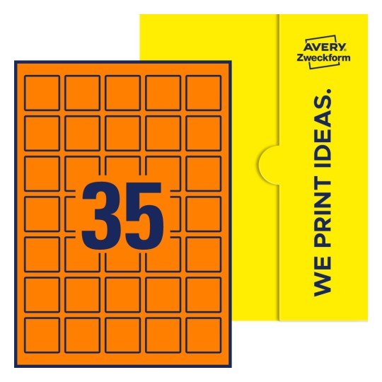 35 st. etiketter per ark. - Kvadratiska etiketter, 35 x 35 mm