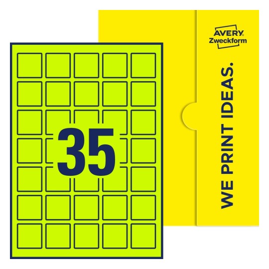 35 st. etiketter per ark. - Kvadratiska etiketter, 35 x 35 mm