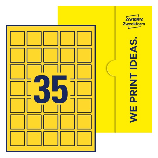 35 st. etiketter per ark. - Kvadratiska etiketter, 35 x 35 mm