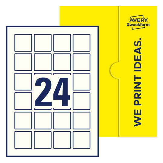 24 st. etiketter per ark. - Kvadratiska etiketter, 40 x 40 mm