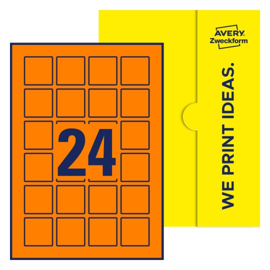 24 st. etiketter per ark. - Kvadratiska etiketter, 40 x 40 mm