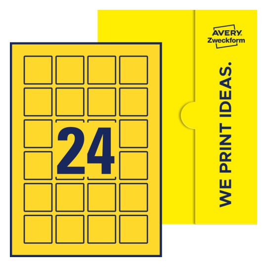 24 st. etiketter per ark. - Kvadratiska etiketter, 40 x 40 mm