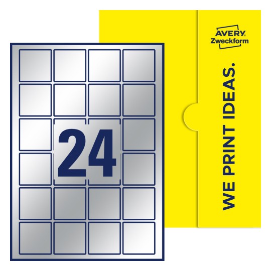24 st. etiketter per ark. - Kvadratiska etiketter, 45 x 45 mm
