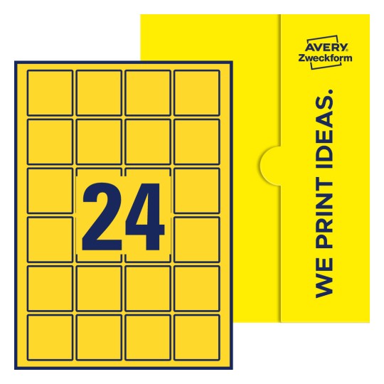 24 st. etiketter per ark. - Kvadratiska etiketter, 45 x 45 mm