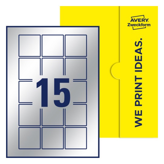 15 st. etiketter per ark. - Kvadratiska etiketter, 50 x 50 mm
