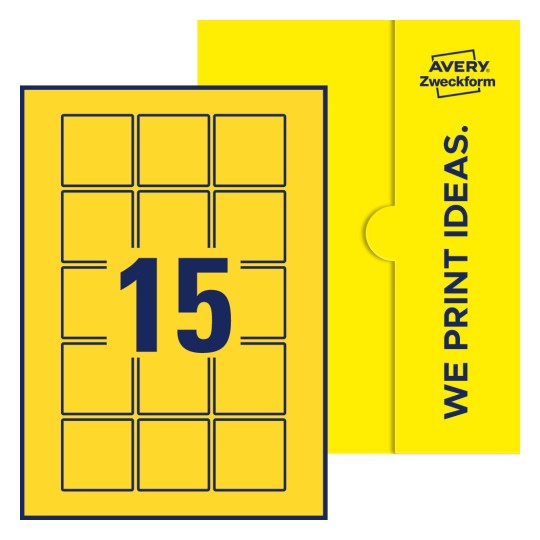 15 st. etiketter per ark. - Kvadratiska etiketter, 50 x 50 mm