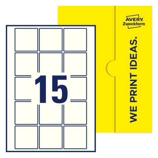 15 st. etiketter per ark. - Kvadratiska etiketter, 55 x 55 mm