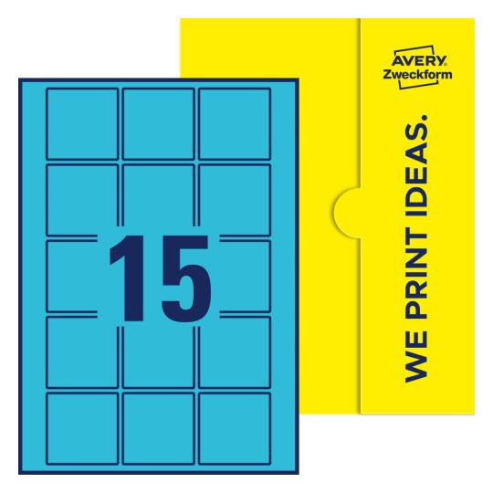 15 st. etiketter per ark. - Kvadratiska etiketter, 55 x 55 mm