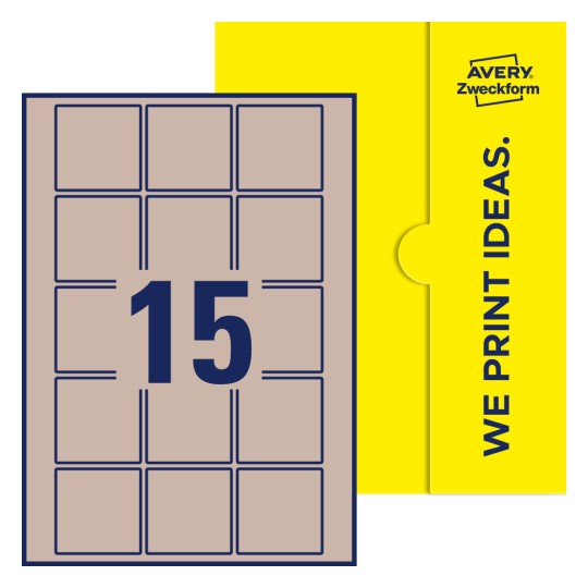 15 st. etiketter per ark. - Kvadratiska etiketter, 55 x 55 mm