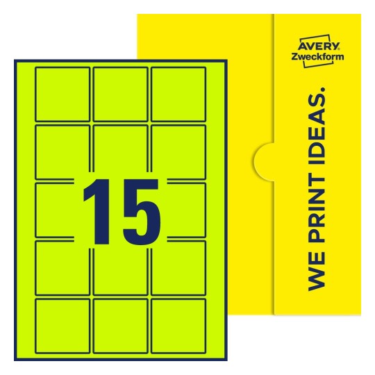 15 st. etiketter per ark. - Kvadratiska etiketter, 55 x 55 mm