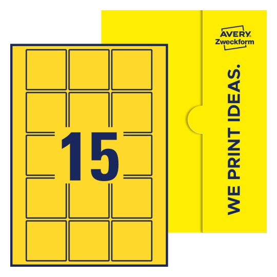 15 st. etiketter per ark. - Kvadratiska etiketter, 55 x 55 mm