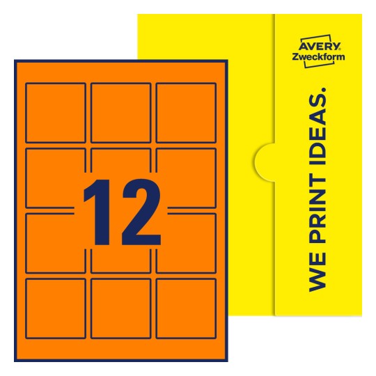 12 st. etiketter per ark. - Kvadratiska etiketter, 60 x 60 mm