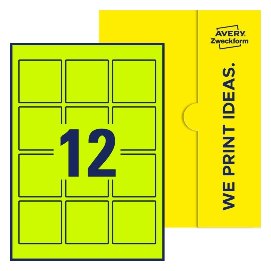 12 st. etiketter per ark. - Kvadratiska etiketter, 60 x 60 mm