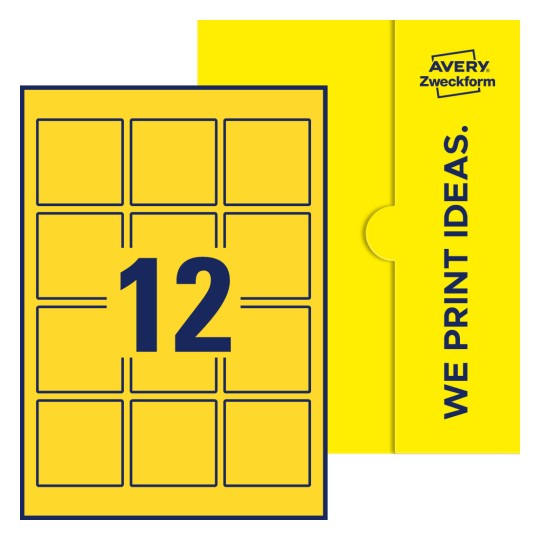 12 st. etiketter per ark. - Kvadratiska etiketter, 60 x 60 mm