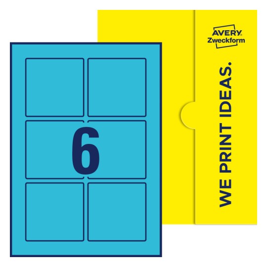 6 st. etiketter per ark. - Kvadratiska etiketter, 80 x 80 mm