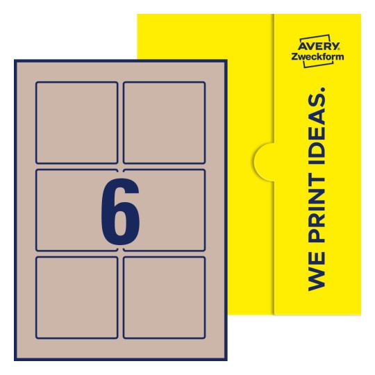 6 st. etiketter per ark. - Kvadratiska etiketter, 80 x 80 mm