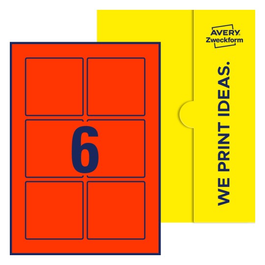 6 st. etiketter per ark. - Kvadratiska etiketter, 80 x 80 mm