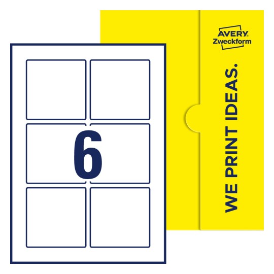 6 st. etiketter per ark. - Kvadratiska etiketter, 80 x 80 mm