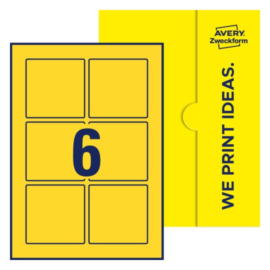 6 st. etiketter per ark. - Kvadratiska etiketter, 80 x 80 mm