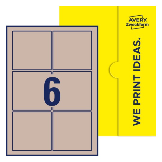 6 st. etiketter per ark. - Kvadratiska etiketter, 90 x 90 mm