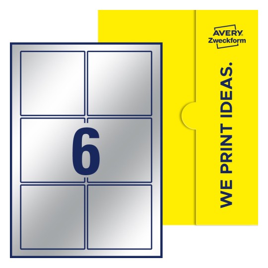 6 st. etiketter per ark. - Kvadratiska etiketter, 90 x 90 mm
