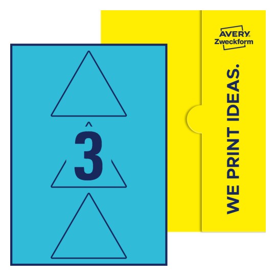 3 st. etiketter per ark. - Triangulära etiketter, 100 mm