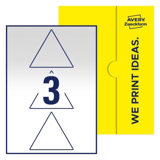 3 st. etiketter per ark. - Triangulära etiketter, 100 mm