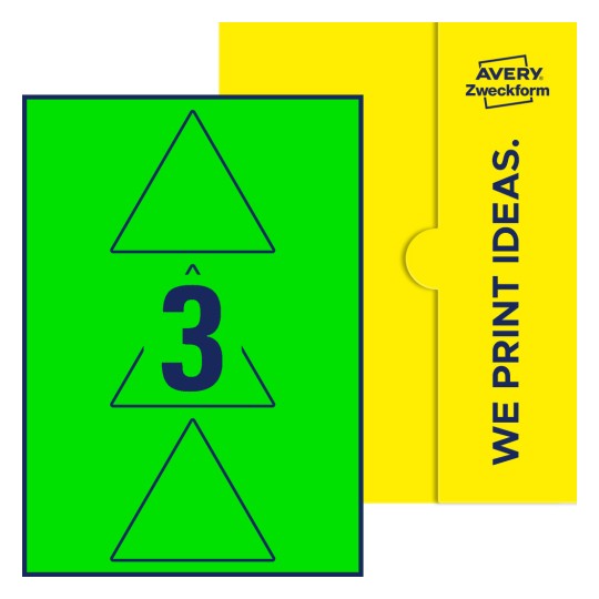 3 st. etiketter per ark. - Triangulära etiketter, 100 mm