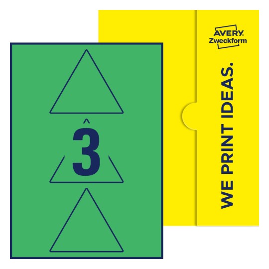 3 st. etiketter per ark. - Triangulära etiketter, 100 mm