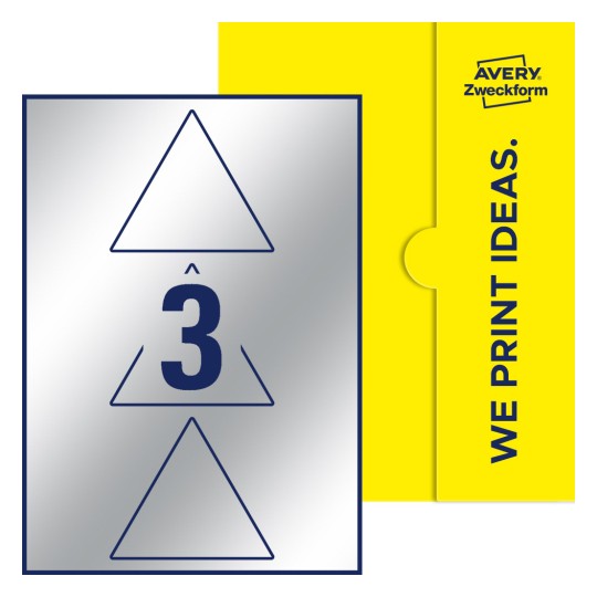 3 st. etiketter per ark. - Triangulära etiketter, 100 mm