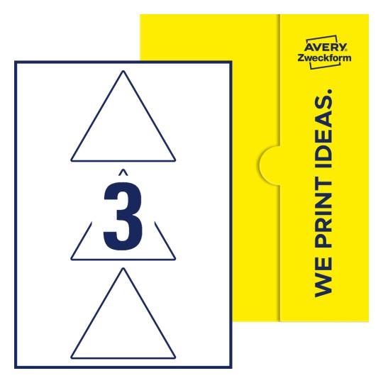 3 st. etiketter per ark. - Triangulära etiketter, 100 mm