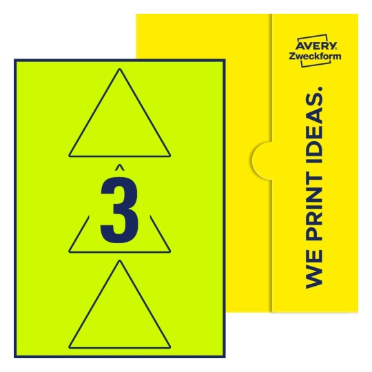 3 st. etiketter per ark. - Triangulära etiketter, 100 mm