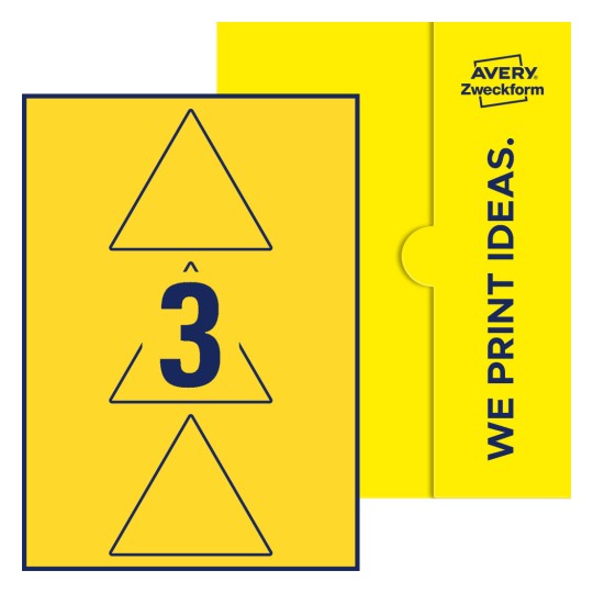 3 st. etiketter per ark. - Triangulära etiketter, 100 mm