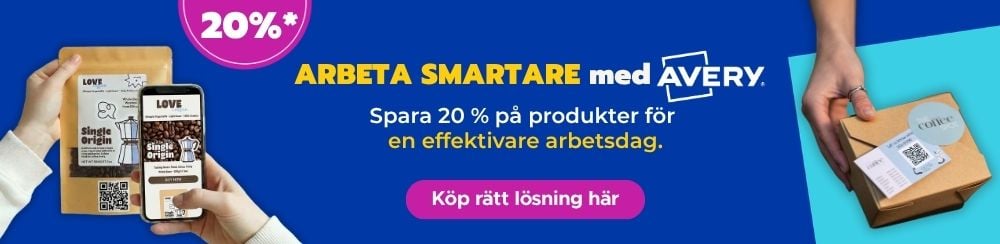 Banner med text om att vi just nu ger 20 % rabatt på webbplatsen.