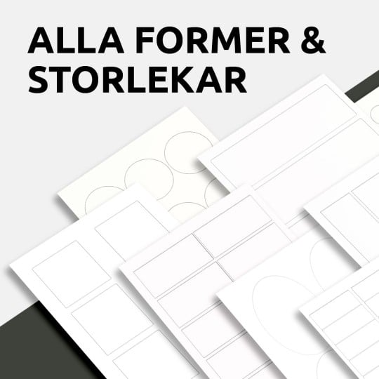 Avery etikettshop Alla former och storlekar