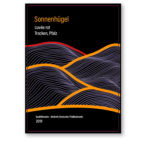 Billede af etiketdesign i InDesign, der viser fil med alle lag samlet