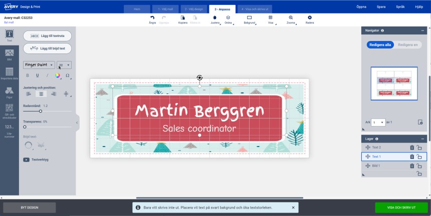 Gör egna bordskort med Avery Design & Print