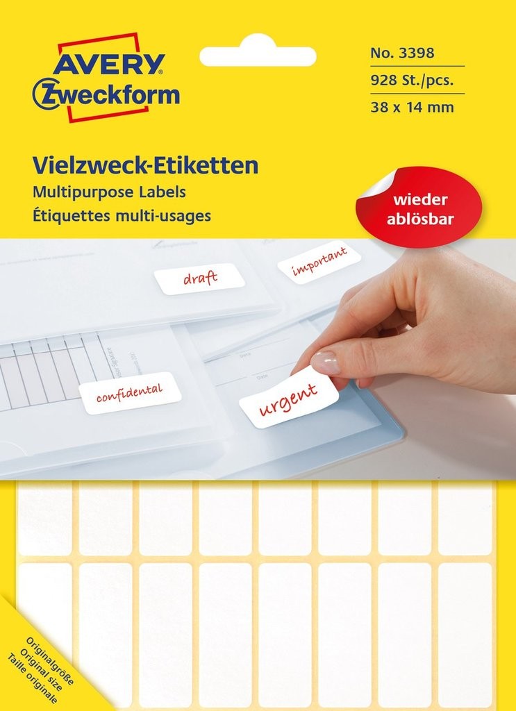 Etiketter för handskrivning 3398 Avery
