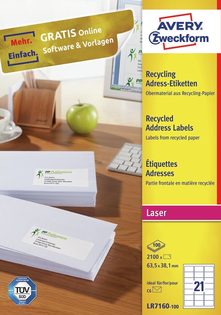 Etiketter med QuickPEEL™ LR7160100 Avery