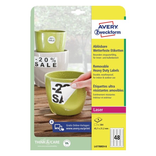 Avtagbara, slitstarka etiketter L4778REV-8