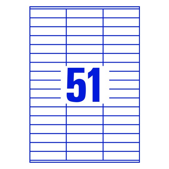 51 st. etiketter per ark.