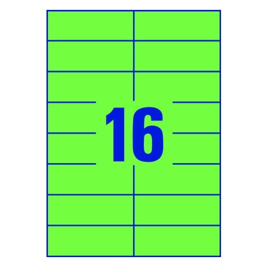 16 st. etiketter per ark.