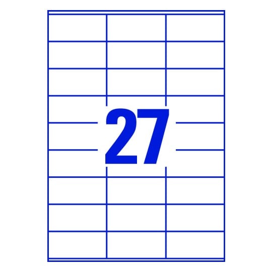 27 st. etiketter per ark.